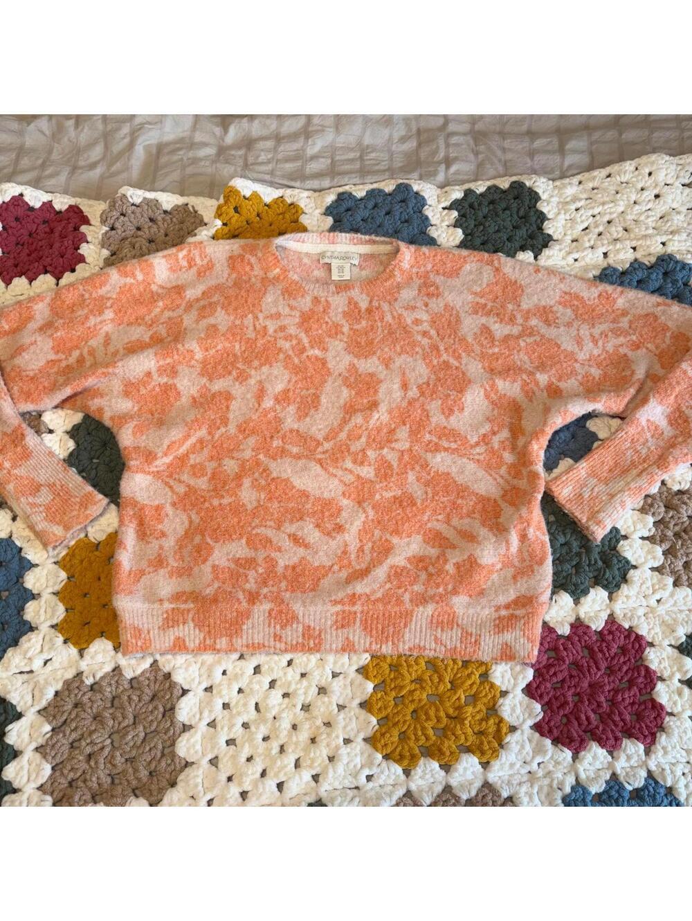 Cynthia Rowley RN: 75343 Floral Pattern Crewneck Sweater Tri Blend Woman’s XS